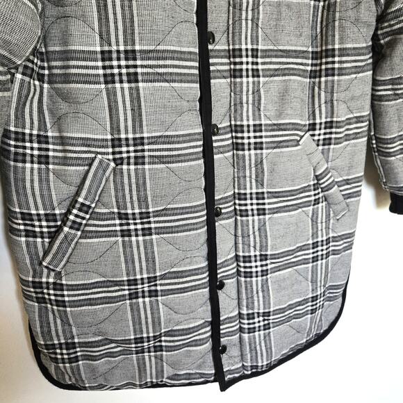 Evereve Georgetown Coat Faux Leather Long Quilted Reversible Plaid Jacket XS - Picture 13 of 16